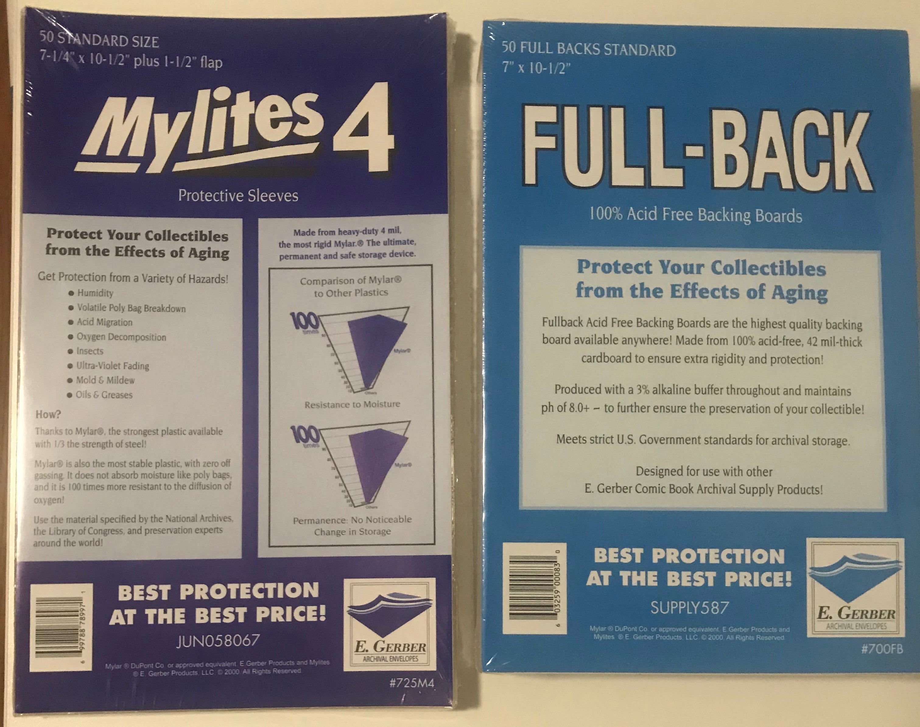 thumbnail image 2 of 50x E. Gerber Mylites 4 & Full Backs Set – Current / Modern Age Comic Protection 700M4 675FB 2 of 6